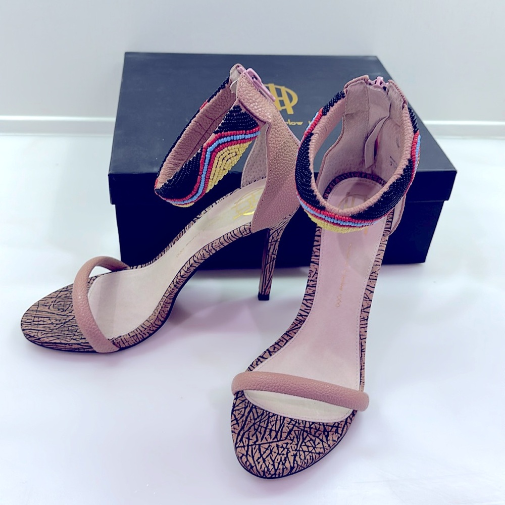House of Harlow dusty pink ankle strap heels